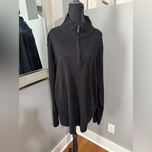 Tricots St. Raphael 1/4 Zip Black Argyle Design Sweater Size XXL.